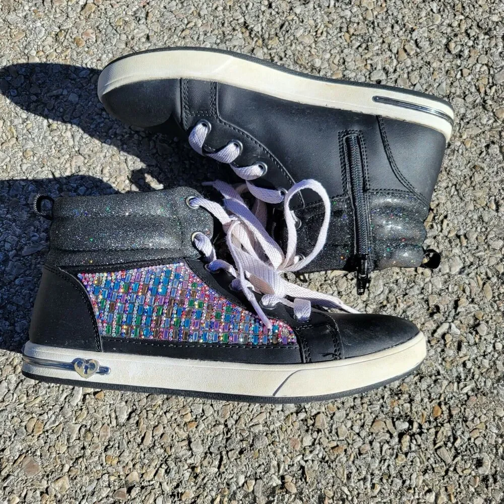 Skechers Shoes Girls 3 Sparkle Sneakers Shoes Purple Pink Blue Black Jewel‎ Lace